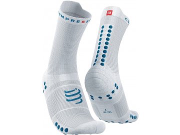 pro racing socks v4 0 run high white fjord blue t1