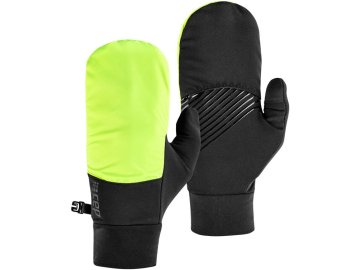 Cold weather gloves 2in1 unisex neon yellow black W4V2YN front 1