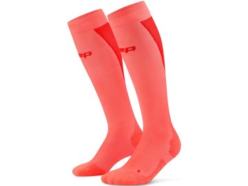 cep core run ultralight socks tall 4 0 neon coral red wp70bl wp80bl front 2