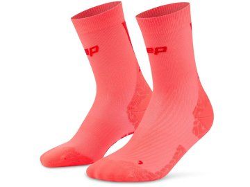 cep core run ultralight socks mid cut 4 0 neon coral red ws70bl ws80bl front 4