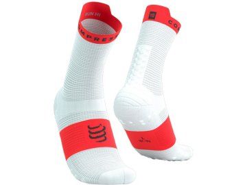 pro racing socks v4 0 run high white fluo red t2