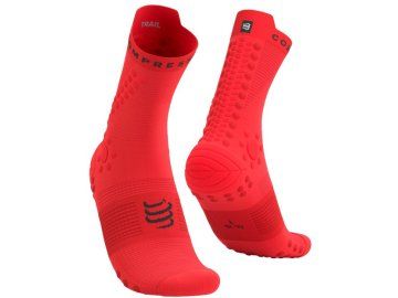 pro racing socks v4 0 trail fluo red black t1