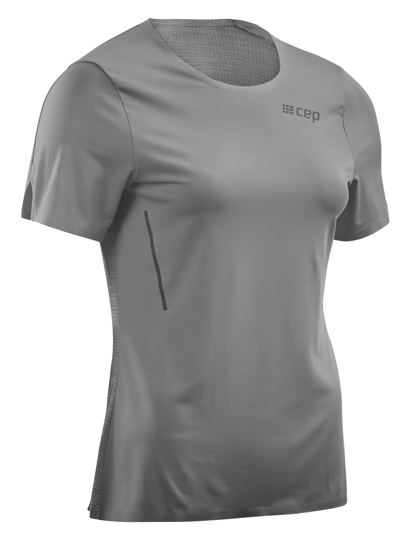 CEP dámské běžecké tričko s krátkým rukávem - šedé XS