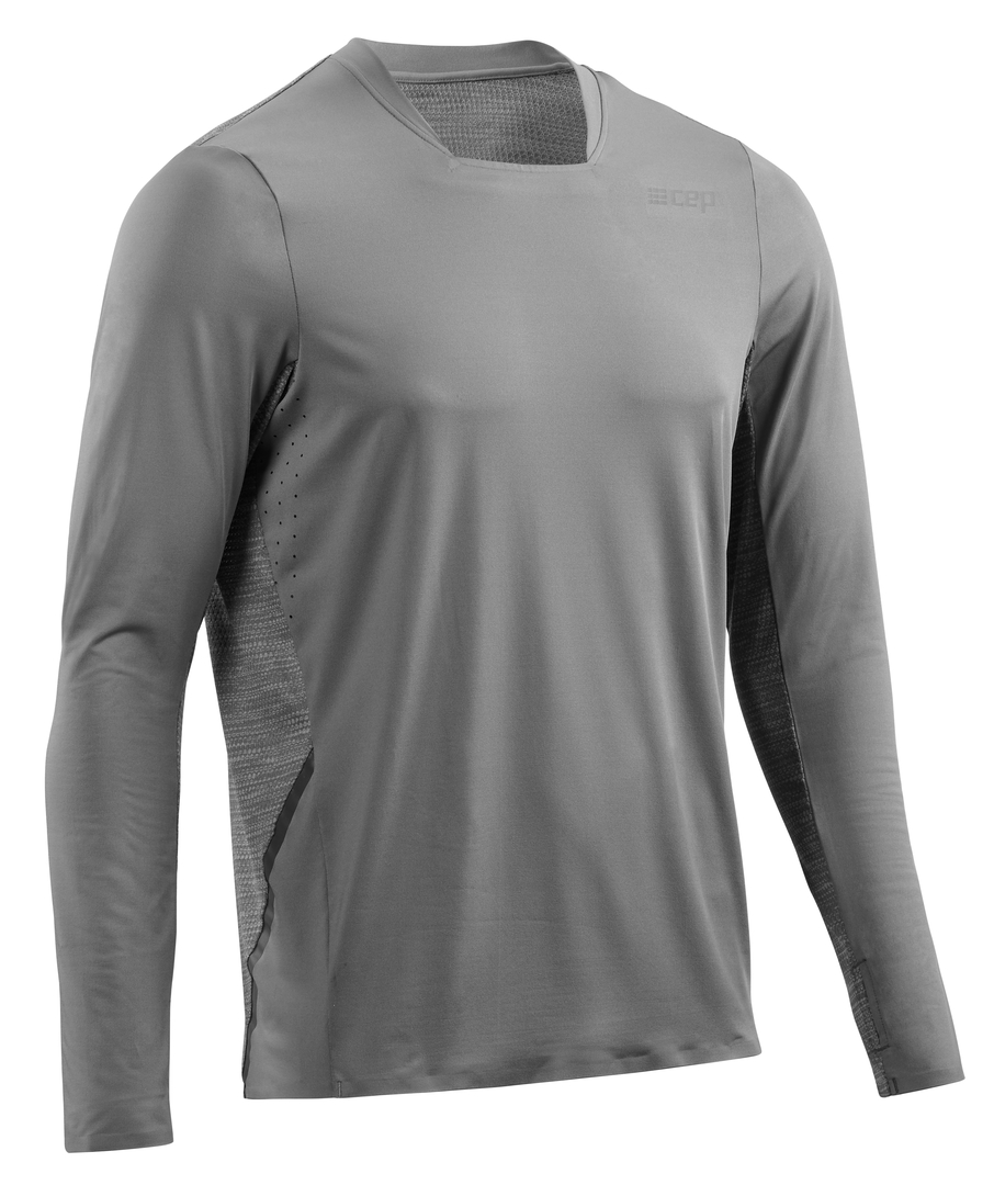 CEP pánské běžecké tričko s dlouhým rukávem - šedé S