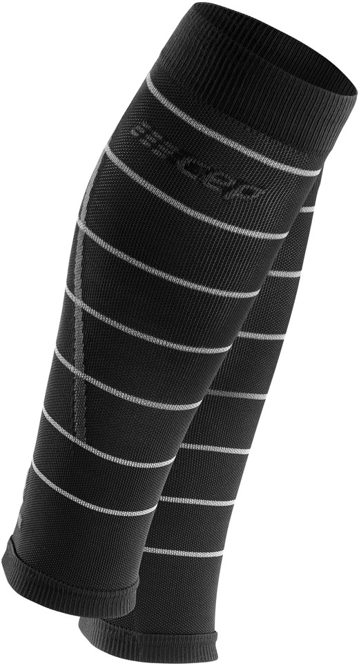 CEP dámské běžecké kompresní lýtkové návleky REFLECTIVE - černá IV (39-44 cm obvod lýtka)
