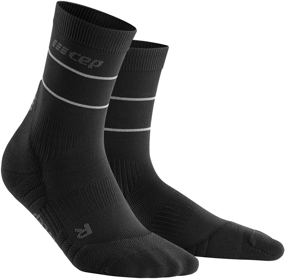 CEP dámské běžecké kompresní ponožky REFLECTIVE - černá II (18-20 cm obvod kotníku)