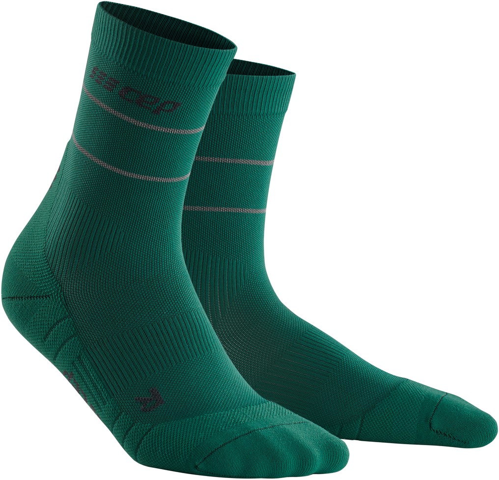 CEP pánské běžecké kompresní ponožky REFLECTIVE - zelená V (26,5-29 cm obvod kotníku)