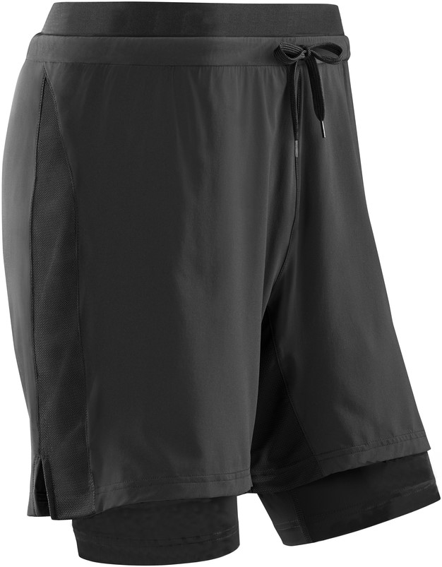 CEP pánské běžecké tréninkové šortky 2 v 1 - černé S (45-55 cm obvod stehna v polovině)