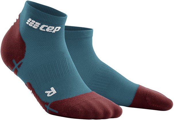 CEP dámské kotníkové běžecké kompresní ponožky ULTRALIGHT - petrol / dark red II (EUR 34-37)