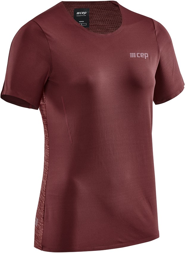 CEP dámské běžecké tričko s krátkým rukávem - dark red XS