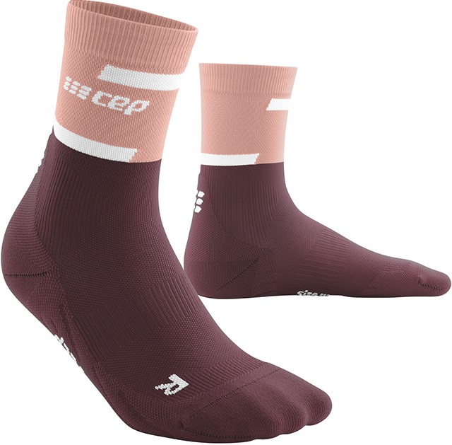 CEP dámské běžecké kompresní vysoké ponožky 4.0 - rose / dark red II (Vel. chodidla 34-37)