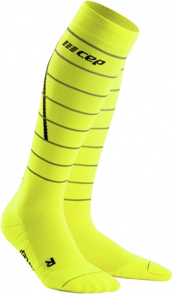 CEP dámské běžecké kompresní podkolenky REFLECTIVE - yellow II (25-31 cm obvod lýtka)