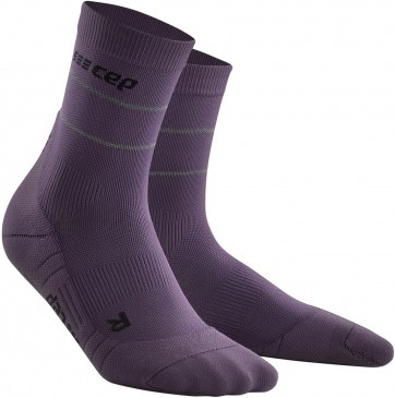 CEP dámské běžecké kompresní ponožky REFLECTIVE - purple II (18-20 cm obvod kotníku)