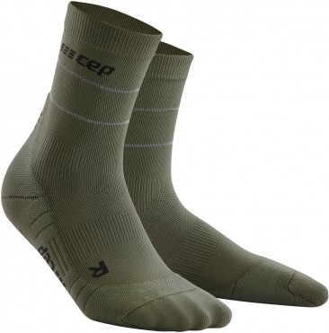 CEP pánské běžecké kompresní ponožky REFLECTIVE - dark green III (20,5-23 cm obvod kotníku)