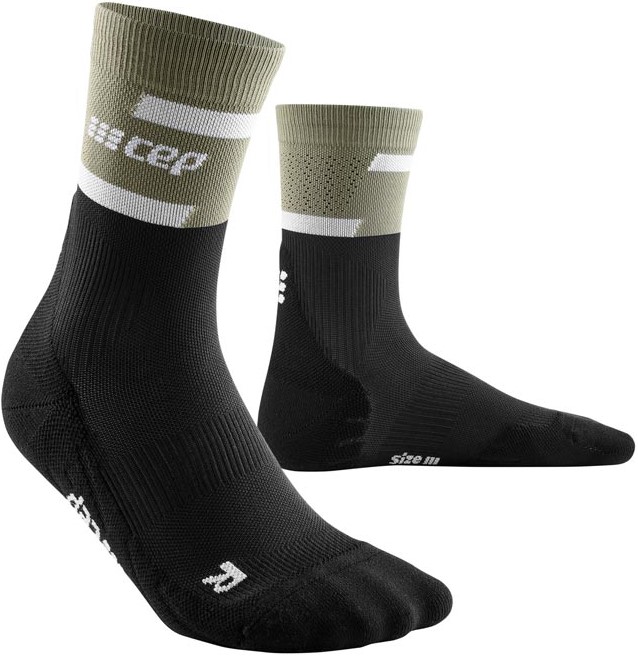 CEP pánské běžecké kompresní vysoké ponožky 4.0 - olive / black III (Vel. chodidla 39-42)