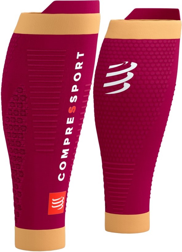 Kompresní lýtkové návleky Compressport R2 3.0 - červená / oranžová T1 (30-34 cm obvod lýtka)