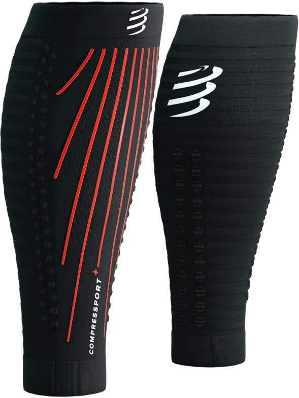 Kompresní lýtkové návleky Compressport R2 Aero - BLACK/RED T4 (42-46 cm obvod lýtka)