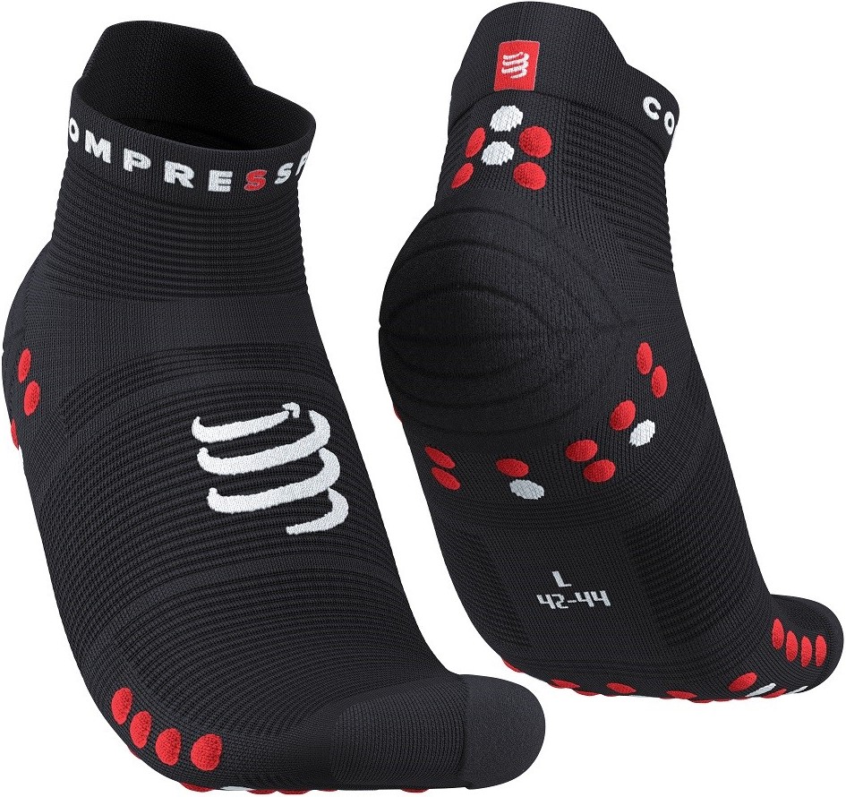 Běžecké kompresní ponožky Compressport Pro Racing Socks v4.0 Run Low - BLACK/RED EU 39-41