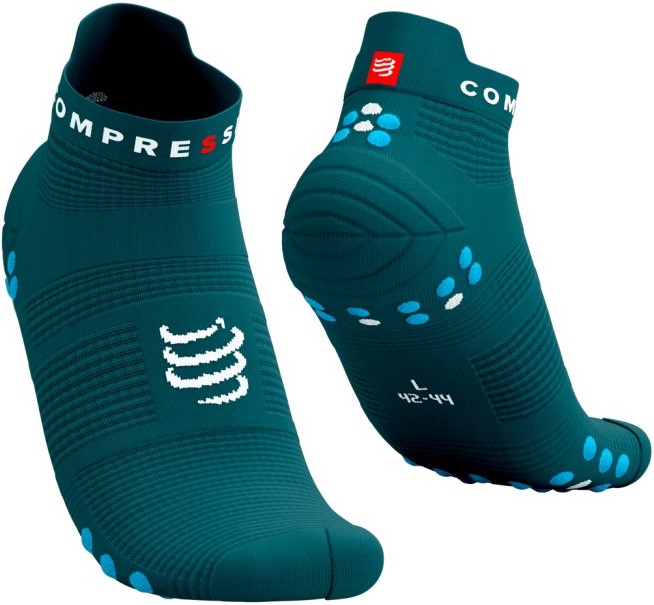 Běžecké kompresní ponožky Compressport Pro Racing Socks v4.0 Run Low - SHADED SPRUCE/HAWAIIAN OCEAN EU 42-44