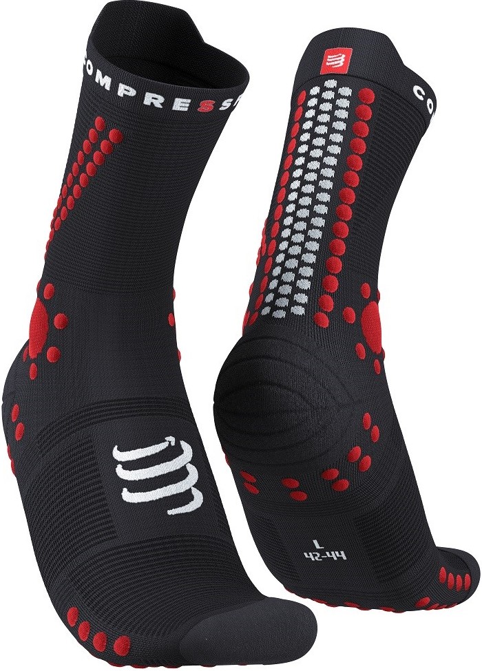 Běžecké kompresní ponožky Compressport Pro Racing Socks v4.0 Trail - BLACK/RED EU 35-38
