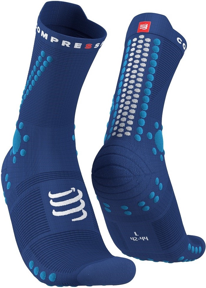 Běžecké kompresní ponožky Compressport Pro Racing Socks v4.0 Trail - SODALITE/FLUO BLUE EU 42-44