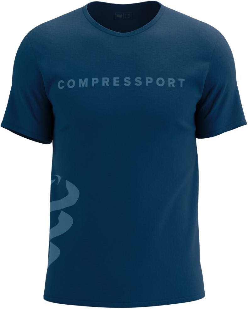 Běžecké tričko Compressport Logo SS Tshirt M - ESTATE BLUE/PACIFIC COAST S