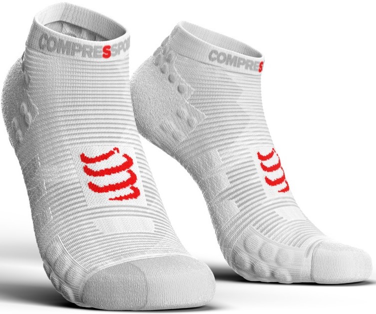 Běžecké kompresní ponožky Compressport PRO RACING SOCKS V3.0 RUN LOW - WHITE EU 45-48