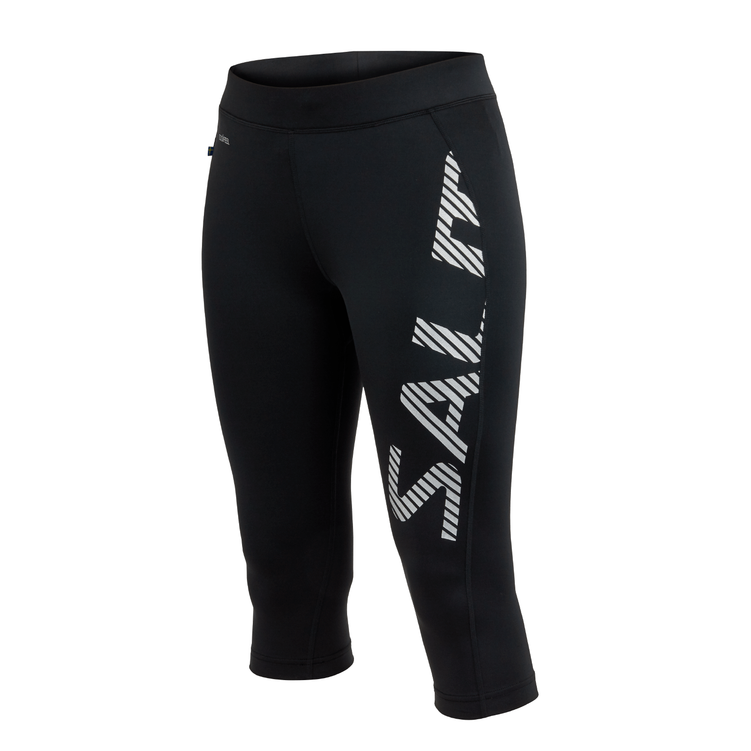 Běžecké 3/4 kalhoty SALMING Run Capri Logo Tights - Black/Silver Reflective XS