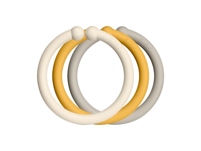 Bejbis_BIBS LOOPS KROUZKY Ivory HoneyBee Sand