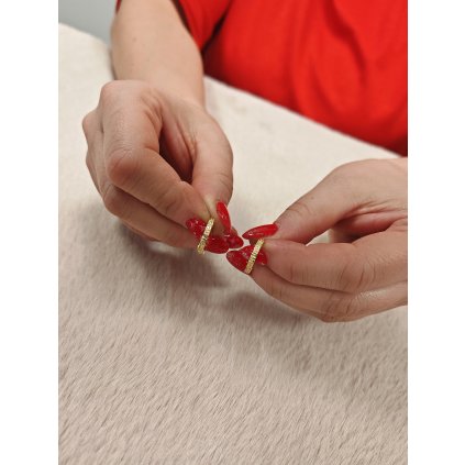 Zlaté mini kroužky s řeckým vzorem (Ryzost 14kt (585/1000), Váha 2,41 g)