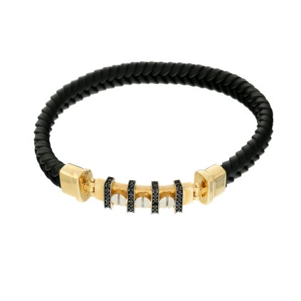 Zlatý masivní koženkový náramek 13.56gr