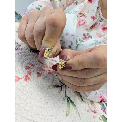 Zlaté náušnice srdce s gravírováním (Ryzost 14kt (585/1000), Váha 2,41)