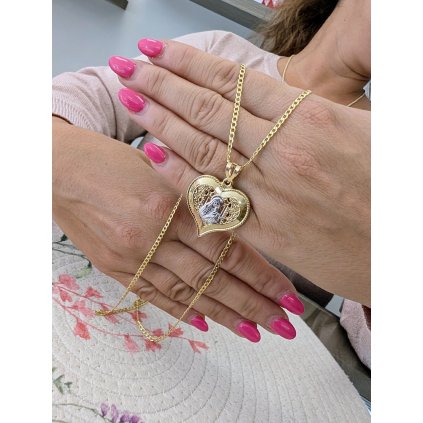 Zlatý řetízek se srdcovou Madonkou