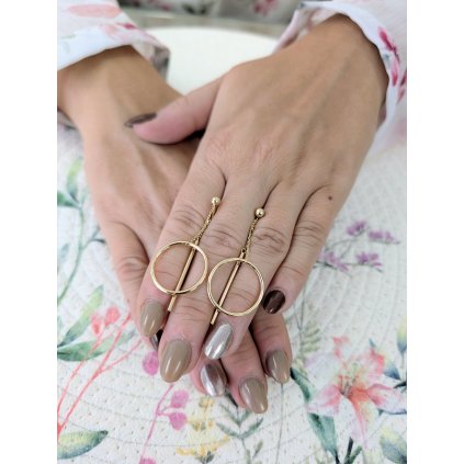 Zlaté náušnice kruhy s tyčinkou (Ryzost 14kt (585/1000), Váha 1,75 g)