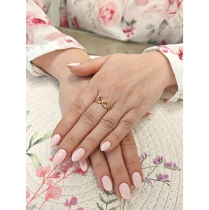 Zlatý dámský prsten nekonečno se sdrcem (Ryzost 14kt (585/1000), Velikost prstenu 59, Váha 2,01 g)