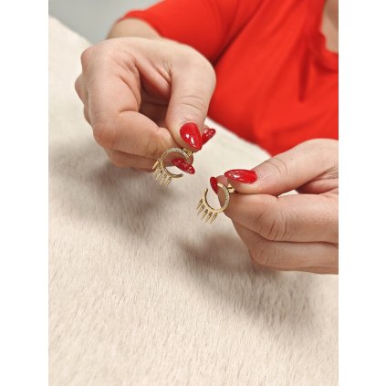 Zlaté dámské náušnice Indián (Ryzost 14kt (585/1000), Váha 2,47 g)