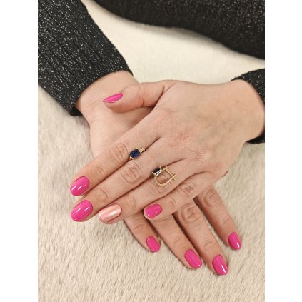 Zlatá náušnice s modrými kameny zdobené srdci (Ryzost 14kt (585/1000), Váha 2,60 g)