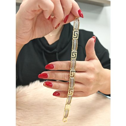 Zlatý náramek s řeckým vzorem v kombinaci dvojího zlata