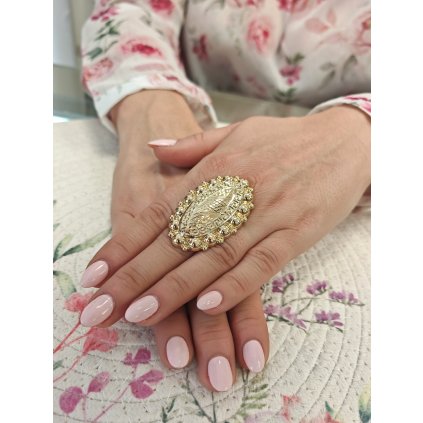 Zlatý prsten masiv 5x3cm 5,29gr (Ryzost 14kt (585/1000), Velikost prstenu 59, Váha 5,29 g)