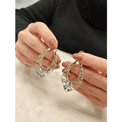 Zlaté náušnice španělky 5.5x3 cm (Ryzost 14kt (585/1000), Váha 7,91 g)