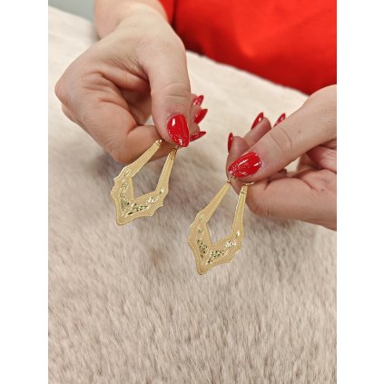 Zlaté dámské náušnice španělky 6.5x2.5cm (Ryzost 14kt (585/1000), Váha 9,10 g)