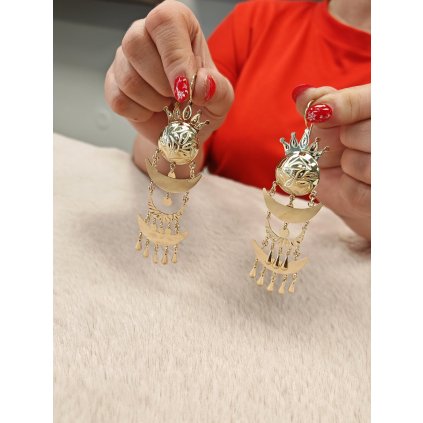 Zlaté maxi náušnice královské 2 (Ryzost 14kt (585/1000), Váha 13,15 g)