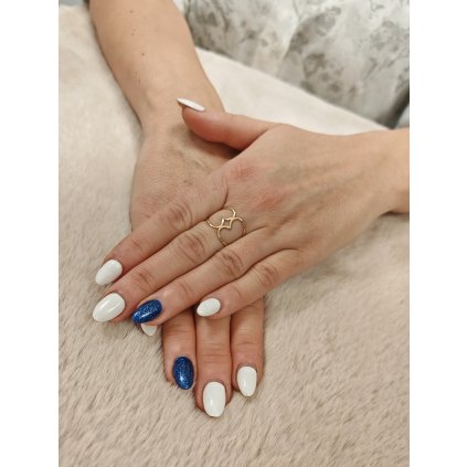 Zlatý dámský prsten dvojí srdce (Ryzost 14kt (585/1000), Velikost prstenu 58, Váha 1,48 g)