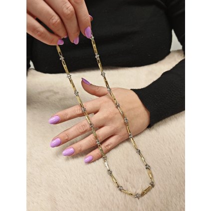 Zlatý řetěz skládaný s řeckým vzorem (Délka řetízku 60 cm, Ryzost 14kt (585/1000), Váha 17,41 g)