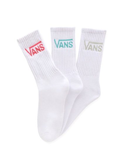 vans wm classic crew 6 5 10 3 pk lint set da tre paia di clazini bianchi