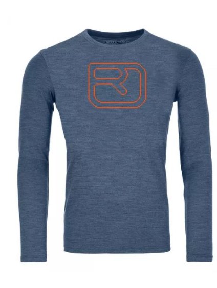 Ortovox tričko 185 Merino Pixel Logo LS M night blue blend