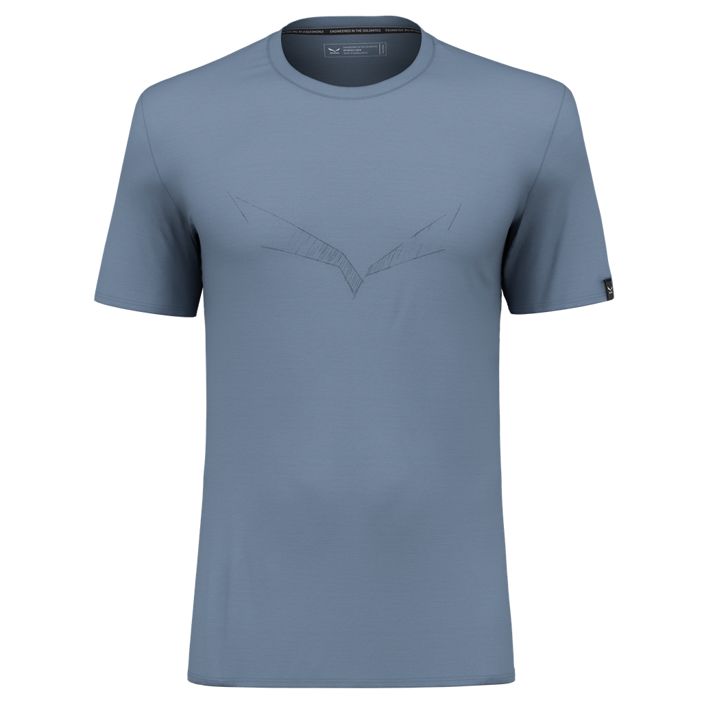 Salewa tričko Pure Eagle Sketch Merino java blue Velikost: L