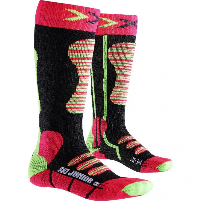 X-Bionic - ponožky T X-SOCKS SKI JUNIOR fuchsia/yellow Velikost: 24/26
