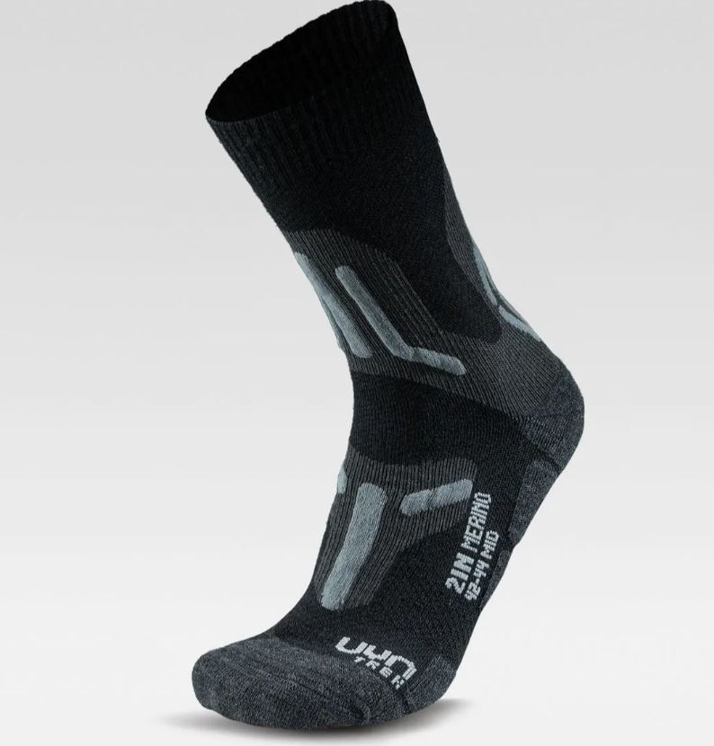 UYN ponožky Man Trekking 2In Merino Mid Socks black grey Velikost: 45-47