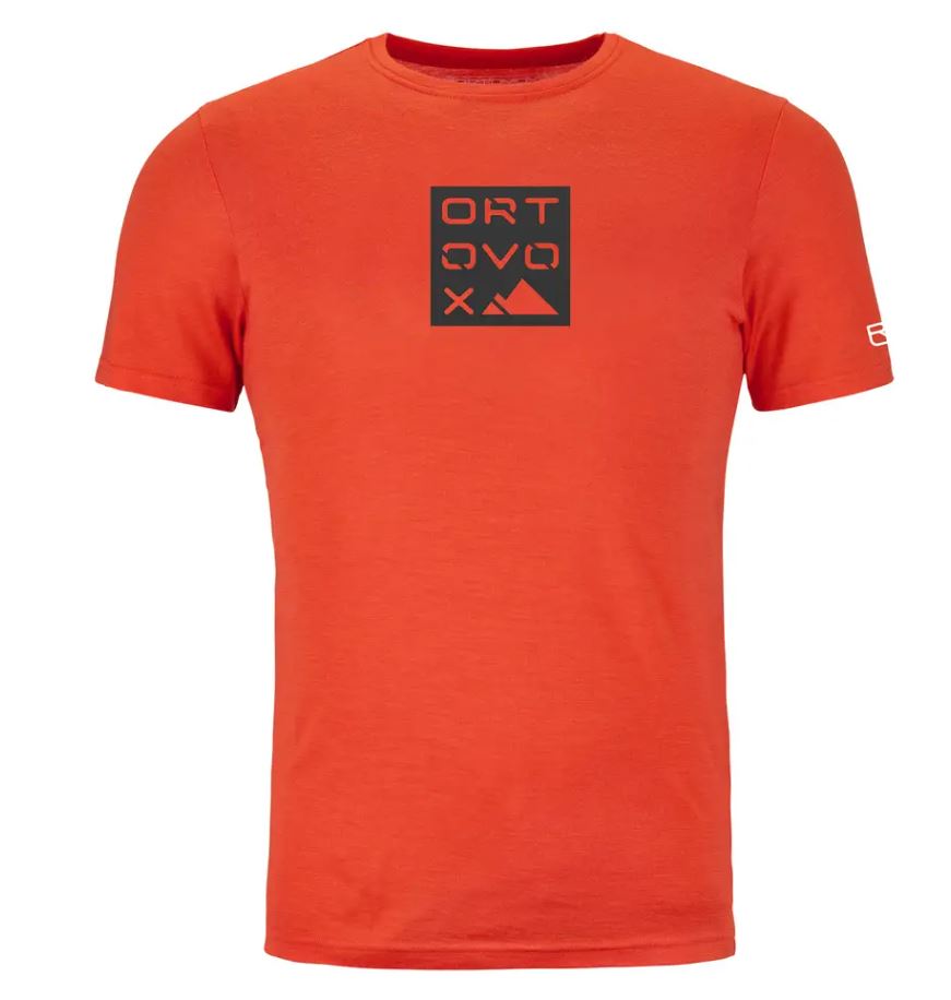 Ortovox tričko 185 Merino Square Ts M hot orange Velikost: L